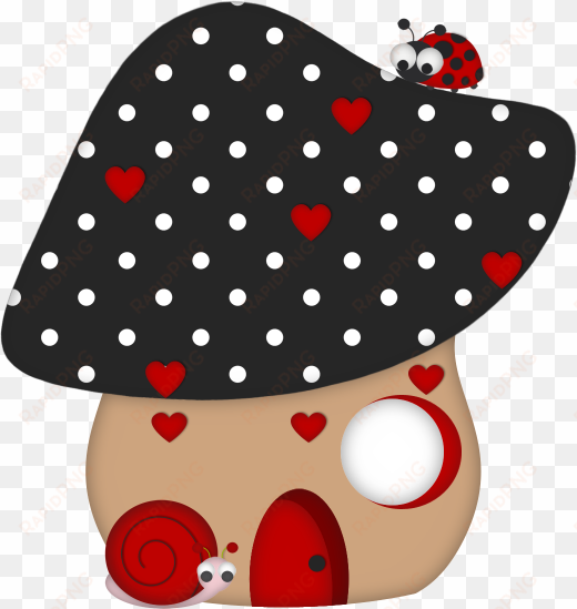 mushroom clipart polka dot - ladybug mushroom clipart png