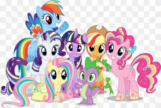 my little pony characters transparent image - mlp mane 6 and spike