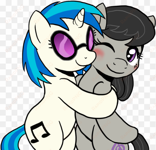 my little pony - vinyl scratch and octavia hug