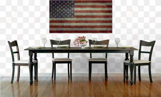 national flag of the united states - decor on wall in dining room