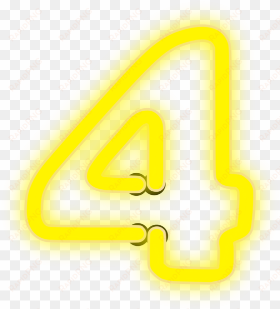 neon, 4, lights, number, yellow, electric - number 4 neon lights