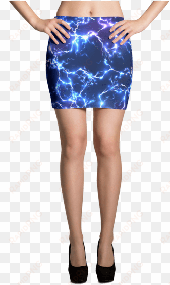 neon blue lightning mini skirt - skirt