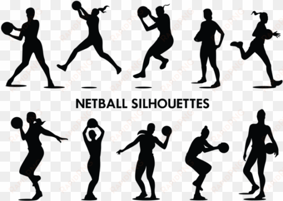 netball player silhouettes vector - netball silhouette
