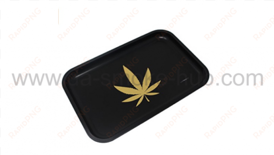 New Black With Gold Leaf Rolling Tray-medium Rolling - Emblem transparent png image