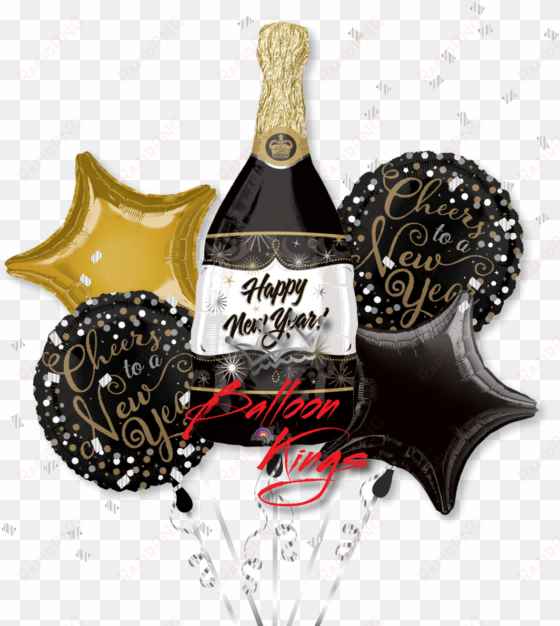 new year champagne bottle bouquet - amscan super shape champagne new year balloon