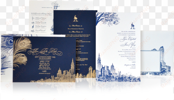 new york city luxury wedding invitation suite - wedding invitation with city