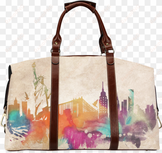 new york city skyline 1 classic travel bag - good.luck custom bright two cat fights travel tote
