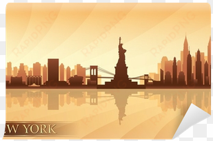 new york city skyline detailed silhouette wall mural - battoo wall decal new york city nyc skyline cityscape