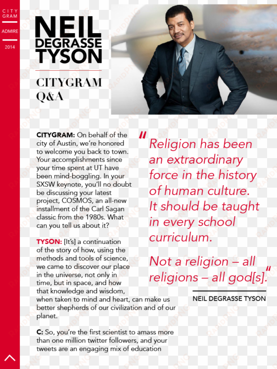 next issue - astrophysicist and space advocate neil degrasse tyson