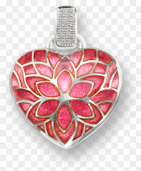 nicole barr designs sterling silver heart choker necklace-pink - pink heart choker necklace - sterling silver