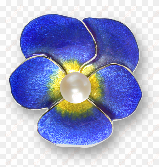 nicole barr designs sterling silver pansy choker necklace-blue - blue pansy brooch - sterling silver