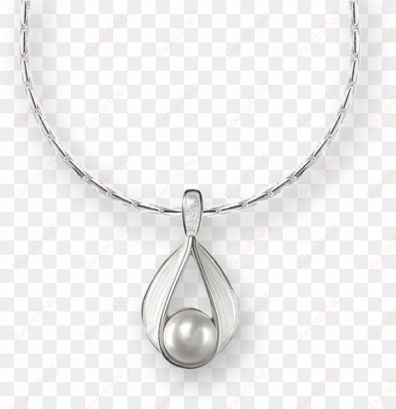 nicole barr designs sterling silver ribbon necklace-white - blue modern necklace - sterling silver 18 inch