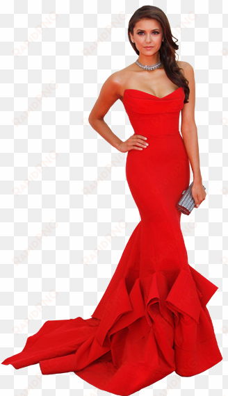 nina dobrev png by - red dress silver accessories