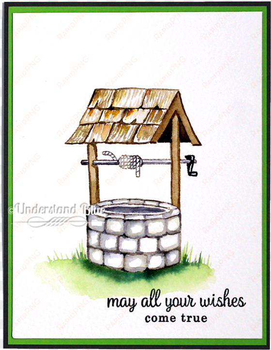 no line watercolor wishing well by understand blue - picture frame