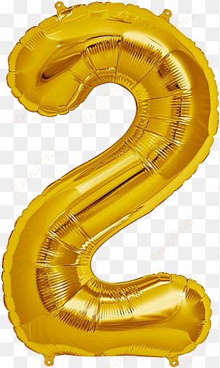 number two 2 jumbo gold foil balloon - gold 2 balloon transparent