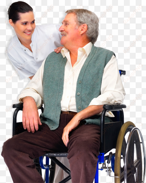nurse and man on a wheelchair - health care