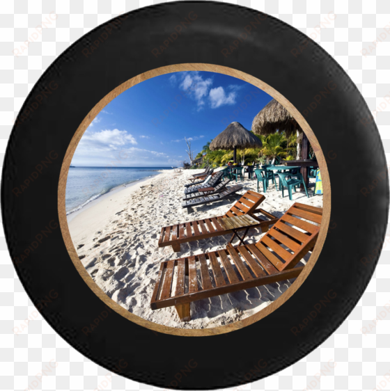 Ocean Beach Lounge Chairs And Tiki Huts Vacation Rv - Closeout! Lamont Bonfire Bay Flamingo Cabana Round transparent png image