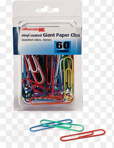 officemate oic giant vinyl coated paper clips - oic paper clips, giant, vinyl coated, assorted colors