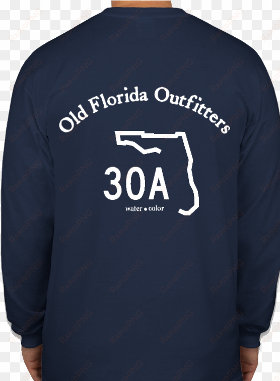 ofo long sleeve logo "30a" t-shirt in denim blue/white - t-shirt in denim blue