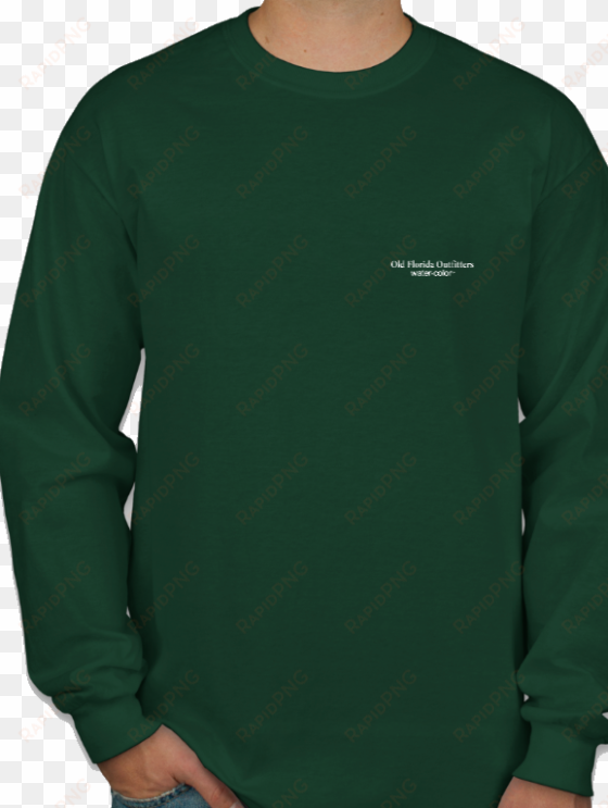 ofo long sleeve logo "30a" t-shirt in spruce/white - crew neck