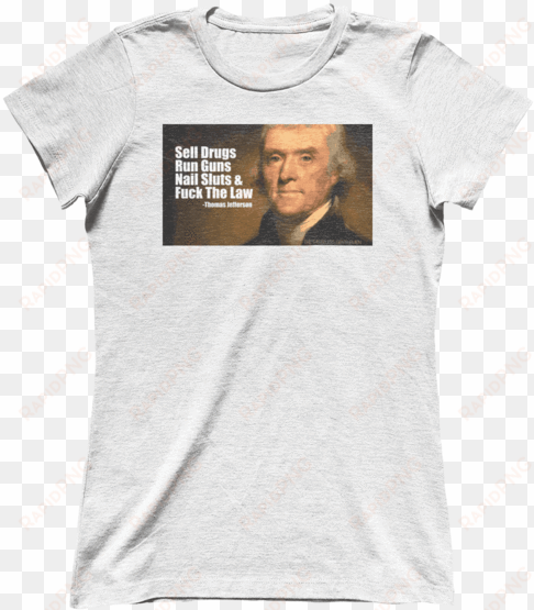 og thomas jefferson - jf us bae (ladies) - ct2 - premium ladies tee / white