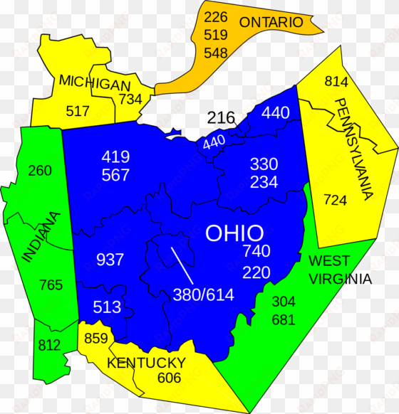ohio area codes map