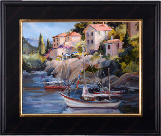 oil on linen harbor at camogli italy by betty carr - camogli