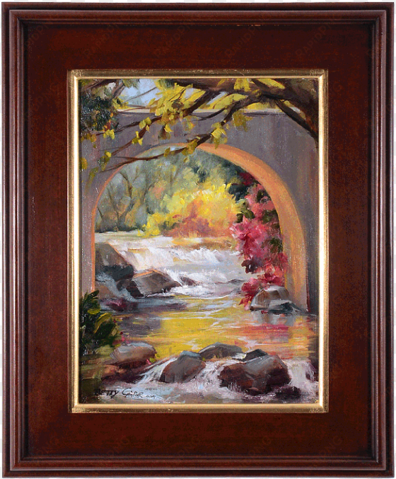 oil on linen upstream glow by betty carr - picture frame