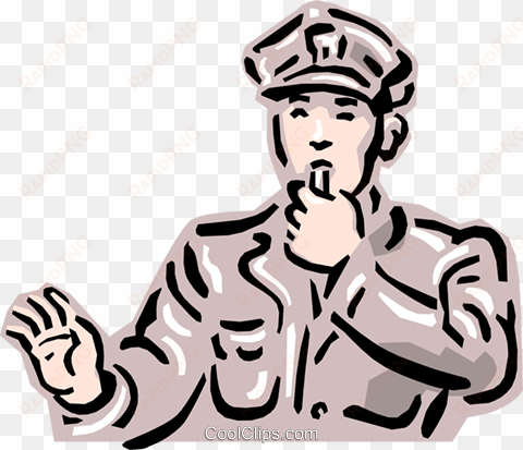 old-fashioned traffic cop royalty free vector clip - policeman cartoon blowing whistle