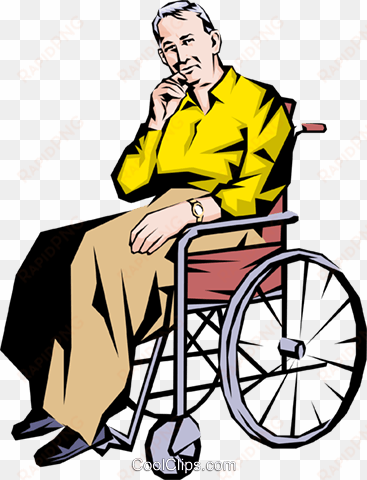 old man in a wheelchair royalty free vector clip art - old man in a wheelchair drawing