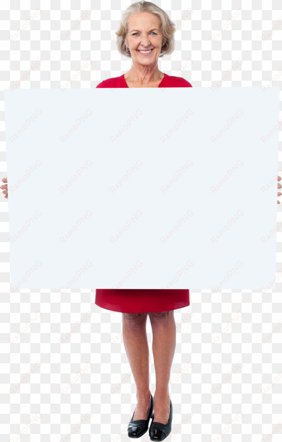 Old Women Holding Banner Png - Woman Holding A Sign Transparent Background transparent png image