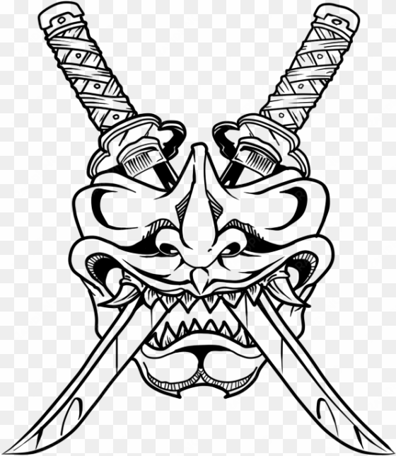 oni drawing samurai huge freebie download for powerpoint - samurai mask drawing easy