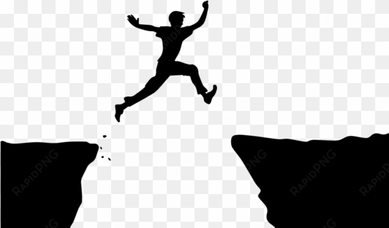 onlinelabels clip art - man jumping from cliff to cliff