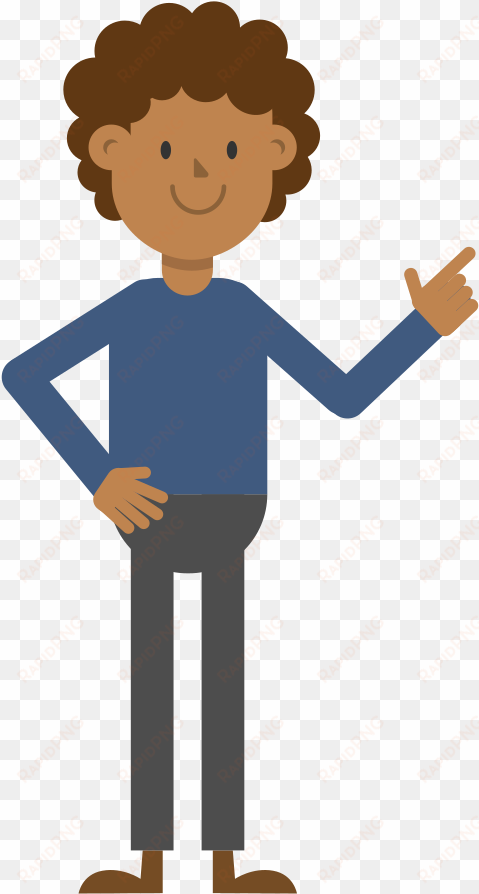 open - cartoon person pointing png