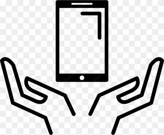 open hands catching mobile phone comments - icon