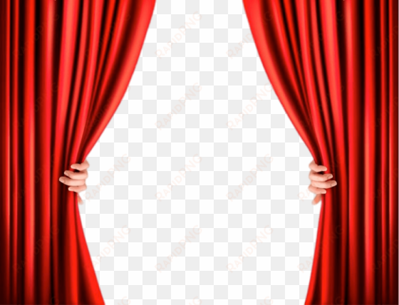 open red stage curtains with tie backs transparent - theatre curtains clip art