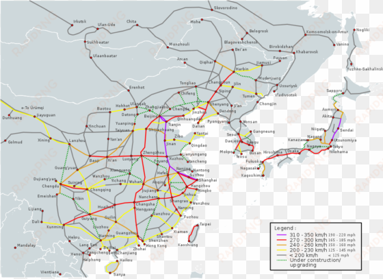 operational high-speed lines in east asia - great pacific garbage patch ocean currents