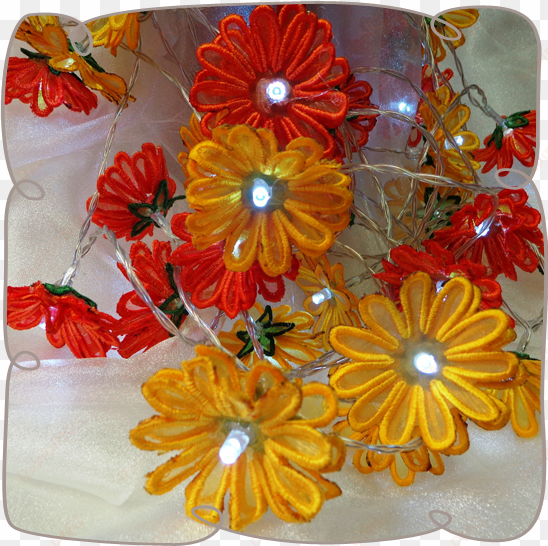organza 3d daisies string lights machine embroidery - machine embroidery