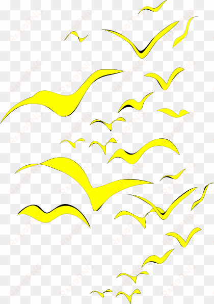 original png clip art file yellow bird flock vertical