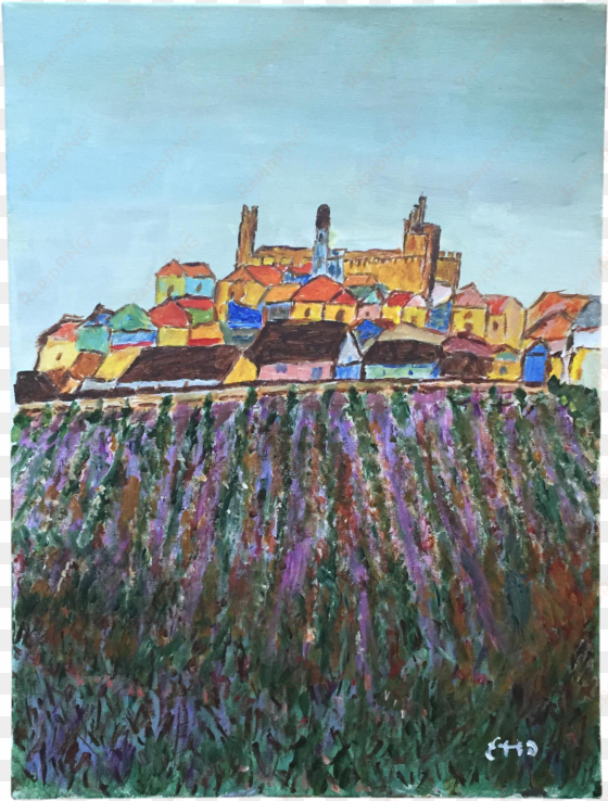 original scenic landscape tuscan town acrylic on canvas - painting