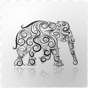 ornamental elephant silhouette for your design poster - silhouette elephant shape