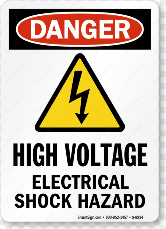 osha danger high voltage electrical shock hazard sign - smartsign by lyle smartsign adhesive vinyl label, legend
