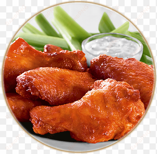 our wing flavors rock try them all - hot wings with ranch and fries