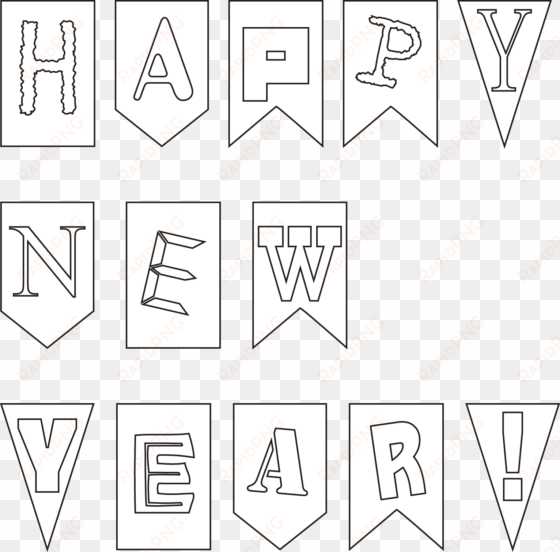 outline of happy new year card banner for kids - happy new year 2017 banner coloring pages
