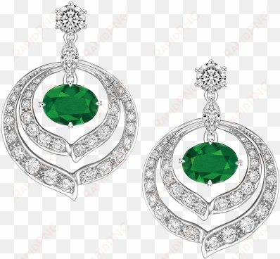 oval shaped emerald and diamond earrings - silver