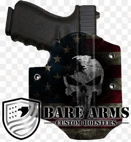 owb holster-distressed skull on distressed flag - punisher gun holster