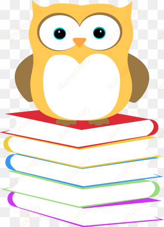 owl sitting on a stack of books - owl with book clip art
