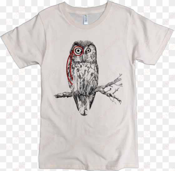 owl with monocle printed on men's classic crew