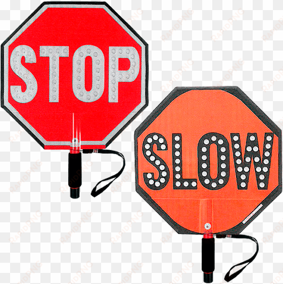 paddle stop slow flashing led hand held sign 18 inch - hand held signs