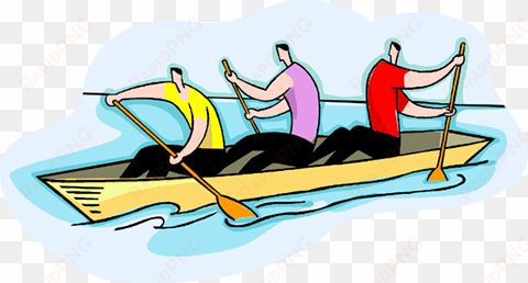paddling in canoe, the wrong way royalty free vector - clip art